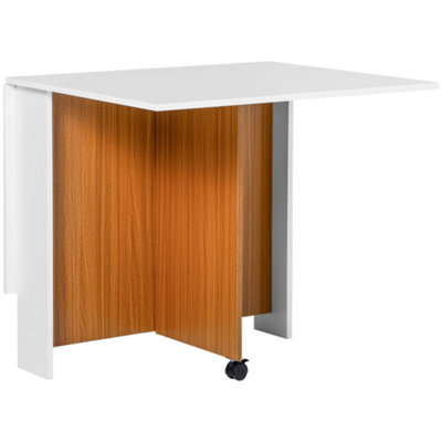 Wyld Haus Reco Teak And White Folding Dining Desk With CastersL120 X D80 X H73 Cm from B&Q