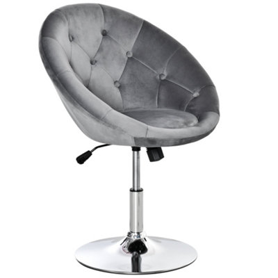 Wyld Haus Vefi Adjustable Velvet-Look Swivel Vanity Stool Grey Tufted Seat from B&Q