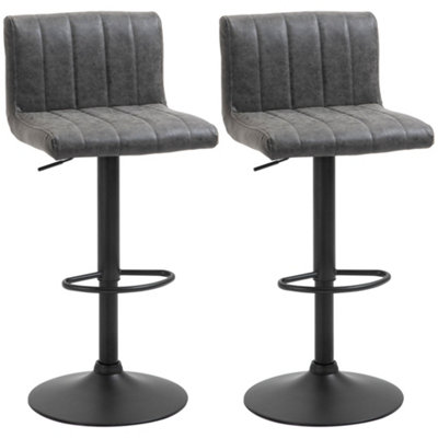 Wyld Haus Ralava Set Of 2 Grey Faux Leather Adjustable Swivel Bar Stools With Footrests from B&Q