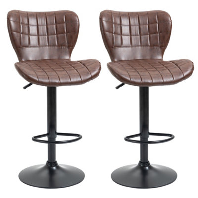 Wyld Haus Setora Set Of 2 Brown Faux Leather Adjustable Bar Stools With Backrest And Footrest from B&Q