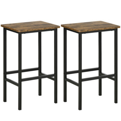 Wyld Haus Luse Set Of 2 Rustic Brown Industrial Counter Bar Stools H65Cm With Footrest from B&Q