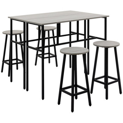 Wyld Haus Lura Rika 6-Piece Grey Metal Bar Dining Set With 4 StoolsCompactConvertible Layout from B&Q