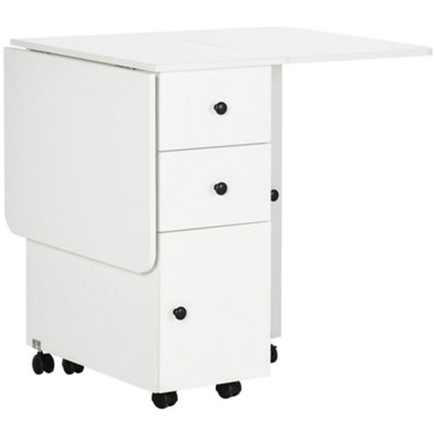 Wyld Haus Zisa White Drop-Leaf Dining Table With Storage And WheelsSeats 4-6 from B&Q