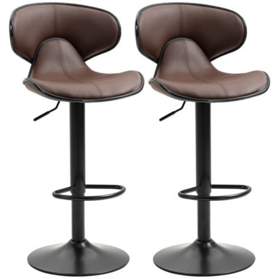 Wyld Haus Mifalo Set Of 2 Brown Adjustable Swivel Bar Stools With Steel Frame And Footrest from B&Q