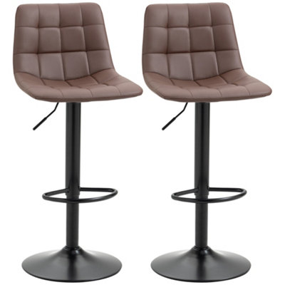 Wyld Haus Ninora Set Of 2 Brown Tufted Faux Leather Swivel Bar Stools With Back Support And Footrest from B&Q