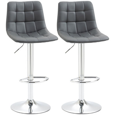 Wyld Haus Vivivi Set Of 2 Grey Tufted Faux Leather Swivel Bar Stools With Back Support from B&Q