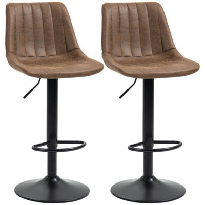 Wyld Haus Rafava Faux Leather Brown Adjustable Breakfast Bar Stools Set Of 2Upholstered SeatsHeight 58-90Cm from B&Q