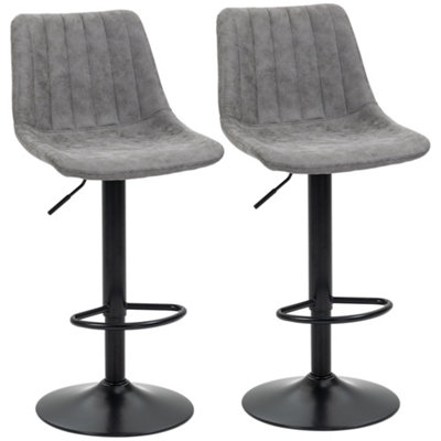Wyld Haus Doneha Sole Set Of 2 Grey Faux Leather Adjustable Breakfast Bar Stools With Swivel. from B&Q