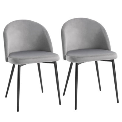 Wyld Haus Lado Fane Grey Velvet-Feel Upholstered Dining Chairs Set Of 2ContemporaryArmlessSteel Frame from B&Q