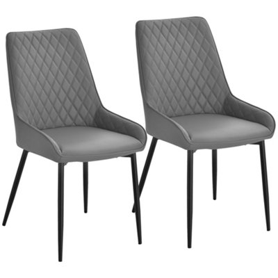 Wyld Haus Farazi Vira Grey Quilted Faux Leather Dining Chairs Set Of 2 With Steel Frame from B&Q