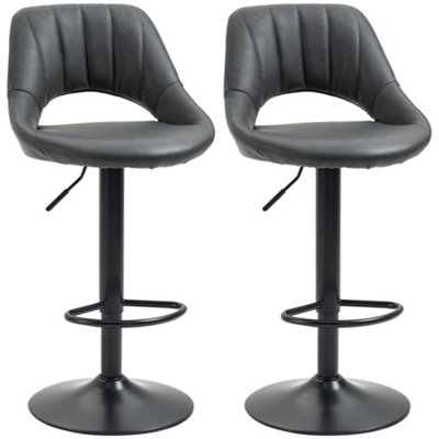 Wyld Haus Dova Lure Set Of 2 Grey Faux Leather Swivel Bar Stools With Backrest And Footrest from B&Q
