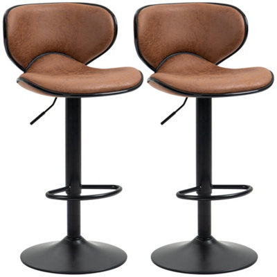 Wyld Haus Bama Como Set Of 2 Brown Microfiber Adjustable Swivel Bar Stools Armless from B&Q