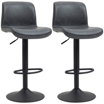 Wyld Haus Moco Set Of 2 Dark Grey Pu Leather Adjustable Bar Stools With Backrest And Footrest from B&Q