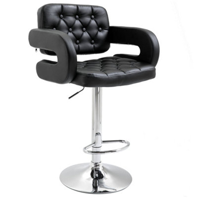 Wyld Haus Rina Black Faux Leather Adjustable Swivel Bar Stool With Armrests And Footrest from B&Q