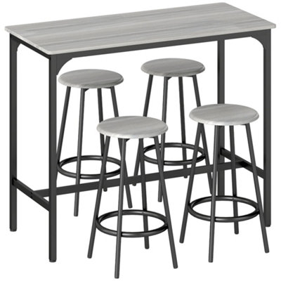 Wyld Haus Finani 5-Piece Grey And Black Industrial Bar Table And Stool Set1 Table And 4 Stools from B&Q