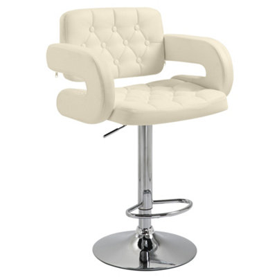 Wyld Haus Filena Beige Faux Leather Adjustable Swivel Bar Stool With Armrests And Footrest from B&Q
