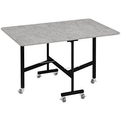 Wyld Haus Ritodo Grey Marble-Effect Mobile Drop-Leaf Dining Table With Locking Castors from B&Q