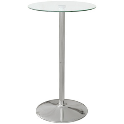 Wyld Haus Lorapa Round Tempered Glass High Top Bistro Table For 2 With Steel Hairpin BaseClear60Cm. from B&Q