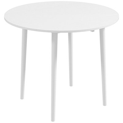 Wyld Haus Zinise Round Drop-Leaf Dining TableWhite Wood GrainSeats 4Compact Foldable Design from B&Q