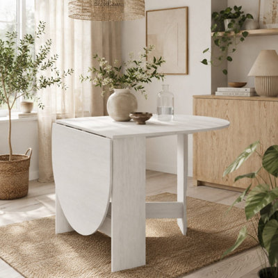 B&Q -  Ziri Oval Drop Leaf Dining Table In Ash Wood-EffectCompact Extendable Table For Up To 6