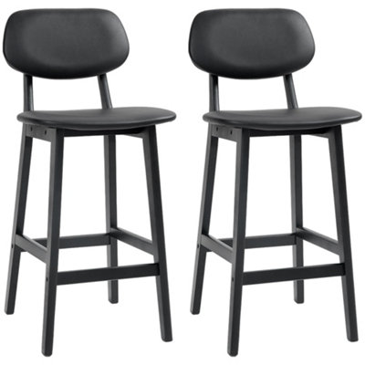 Wyld Haus Resono Sora Set Of 2 Solid Wood Black Bar Stools With Faux Leather Seats from B&Q