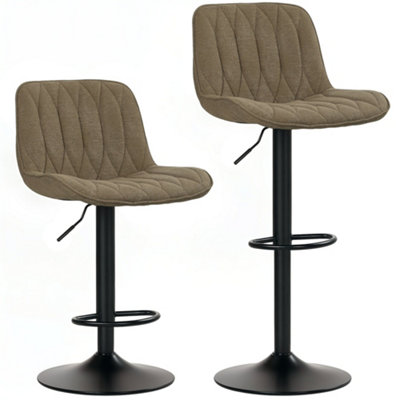 Wyld Haus Sehake Set Of 2 Brown Linen-Look Adjustable Swivel Bar Stools With Footrest from B&Q