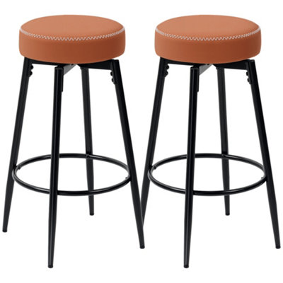 Wyld Haus Matova Set Of 2 Faux Leather Bar Stools Brown And Black With Footrests Swivel Counter Height from B&Q