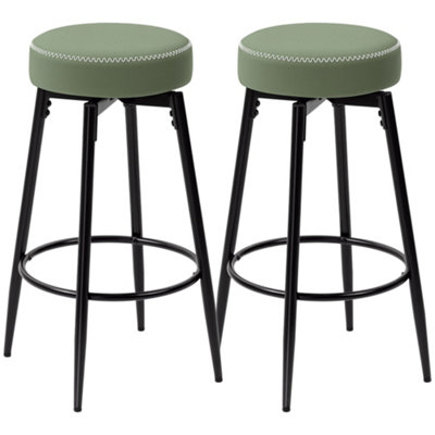Wyld Haus Rivali Set Of 2 Faux Leather Green And Black Bar Stools With Footrests And Swivel Seats from B&Q