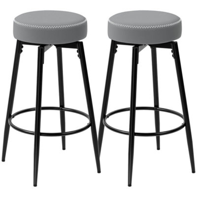 Wyld Haus Relura Set Of 2 Grey And Black Faux Leather Bar Stools Swivel from B&Q