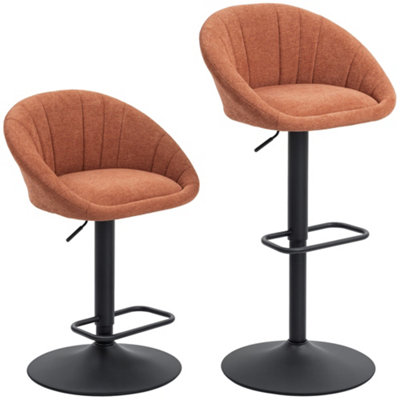 Wyld Haus Lovake Mile Fabric Orange Relaxed Tub Bar Stools Set Of 2 With Curved Seat And Adjustable Height from B&Q