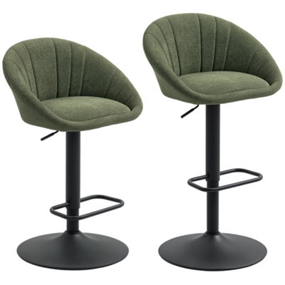 Wyld Haus Dark Green Linen Effect Tub Bar Stools Set Of 2 With Adjustable Height And Swivel from B&Q