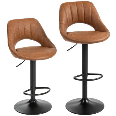Wyld Haus Palosa Set Of 2 Brown Faux Leather Swivel Bar Stools With Backrest And Footrest from B&Q