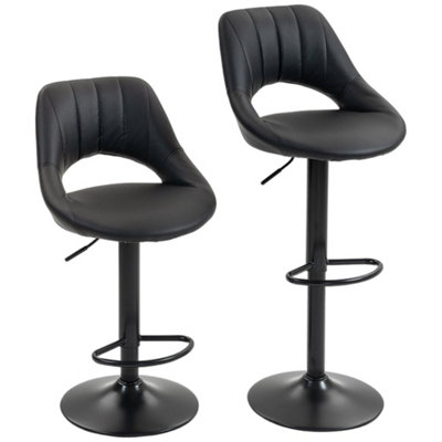 Wyld Haus Nadi Sozi Set Of 2 Black Faux Leather Padded Bar Stools With Swivel And Adjustable Height from B&Q
