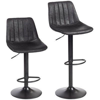 Wyld Haus Nalo Set Of 2 Black Leathaire Tub-Style Adjustable Swivel Bar Stools from B&Q