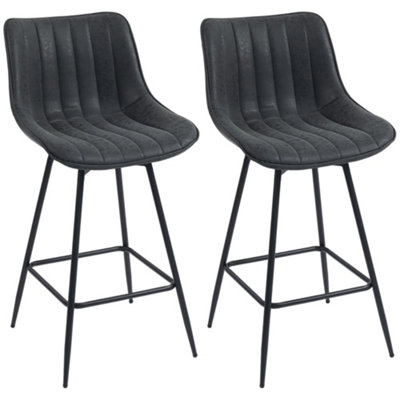 Wyld Haus Lono Set Of 2 Black Faux Leather Swivel Counter Stools With Stainless Steel Frame from B&Q