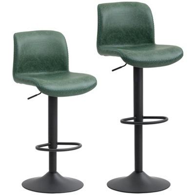 Wyld Haus Kekero Set Of 2 Green Faux Leather Adjustable Counter Bar Stools With Back And Footrest from B&Q