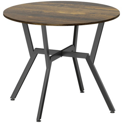 Wyld Haus Molu Rustic Brown 90Cm Round Dining Table With Black Metal Legs from B&Q