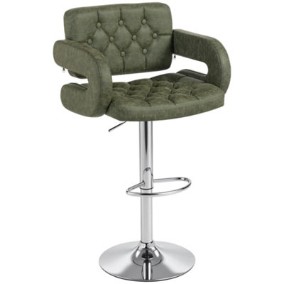 Wyld Haus Dove Suri Green Faux Leather Adjustable Swivel Bar Stool With Arm Support H113Cm. from B&Q