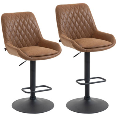 Wyld Haus Elel Sake Set Of 2 Orange Faux Leather Retro Bar Stools With Swivel And Adjustable Height from B&Q
