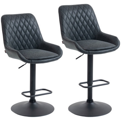 Wyld Haus Reta Set Of 2 Black Faux Leather Retro Bar Stools With Swivel And Adjustable Height from B&Q