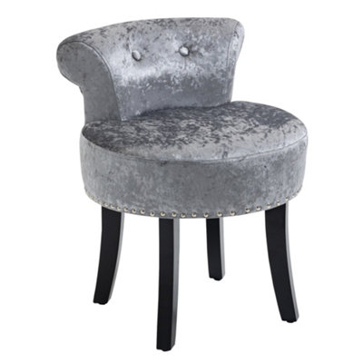 Wyld Haus Moco Reba Grey Velvet Dressing Table Stool With Rubberwood LegsCompact Vanity Stool 54 X 54 X 62 Cm from B&Q