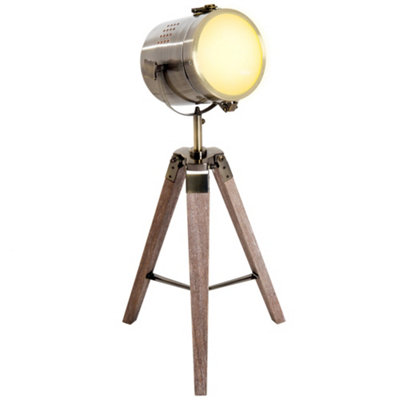 Wyld Haus Vidira Keno Vintage Brass Tripod Table Lamp With Adjustable Spotlight Head from B&Q