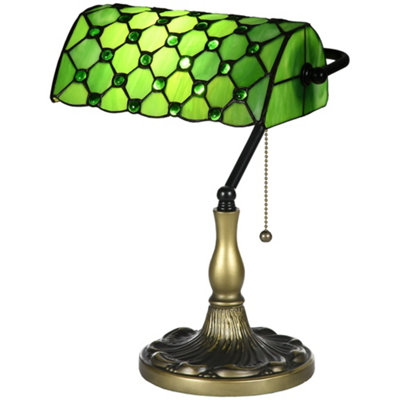 Wyld Haus Nofilu 38Cm Green Stained Glass Table Lamp With Antique Zinc Alloy Base from B&Q