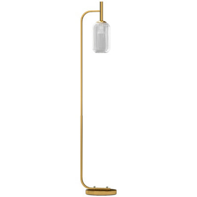Wyld Haus Lami Yota 152Cm Gold Tone Floor Lamp With Textured Glass Shade And Foot Switch from B&Q