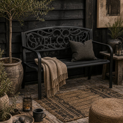 Wyld Haus Rolare 126Cm Steel Black Outdoor Garden Bench Two-Seater With Gliding Option from B&Q
