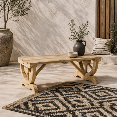 Wyld Haus Bave Pana Rustic 2-Seater Garden Bench With Wagon Wheel Legs And Slatted Seat from B&Q