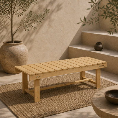 Wyld Haus Liveba 110Cm Fir Wood Backless 2-Seater Garden Bench Set Of 5 With Slatted Seats from B&Q