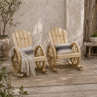 Wyld Haus Bamo Set Of 2 Natural Fir Wood Adirondack Rocking Chairs With Reclining Back from B&Q