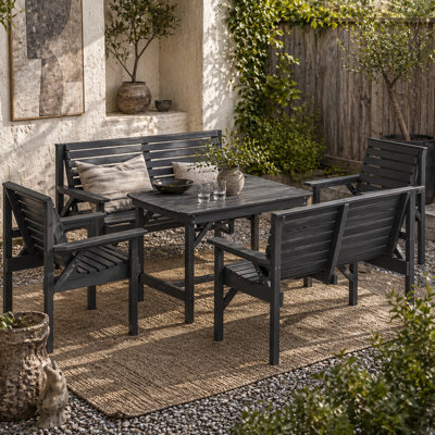 Wyld Haus Masera 6-Seater Grey Wooden Outdoor Dining Set With Parasol Hole Table from B&Q