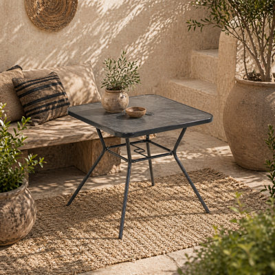 Wyld Haus Nana 80 X 80Cm Square Outdoor Dining Table With Marble-Effect Top And Parasol Hole from B&Q